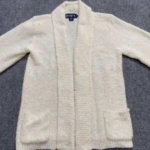 Vintage Women's Le Chois Open-front Fuzzy Knit Cardigan with Pockets